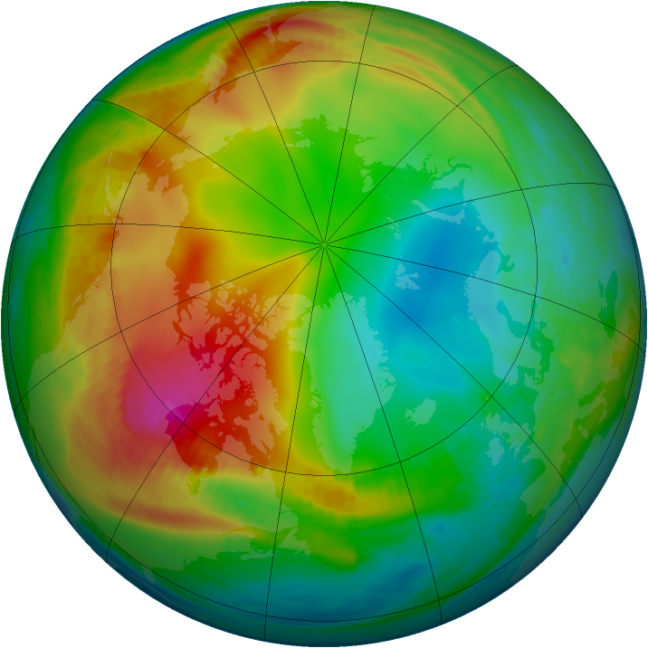 Arctic ozone map for 24 December 1981